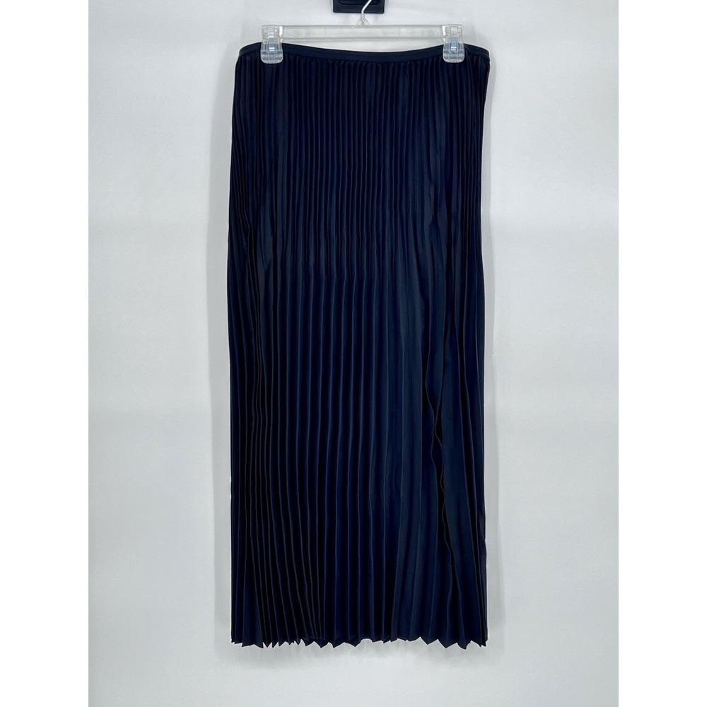 NWT Eileen Fisher Black Full Length Pleated Skirt Wool Silk Womens XL Designer